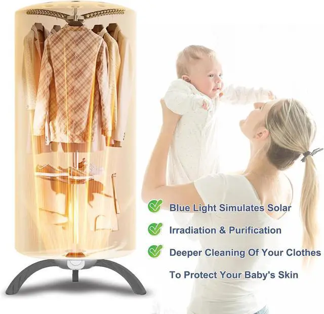 Alt view image 4 of 6 - Portable Clothes Dryer, 900W Fast Drying & Large Load Capacity for Laundry and Shoes - Compact Mini Dryer Machine for Travel, Apartments, RV, Dorm Blue Polar Bear