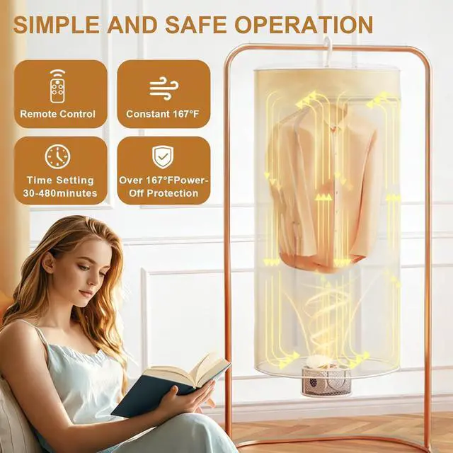 Alt view image 5 of 7 - 3-in-1 Multifunctional Portable Dryer for laundry Clothes Dryer, Boot Dryer, With Time SettingRemote Control, Laundry, Apartments, RV, Travel, Low noiseEnergy Saving