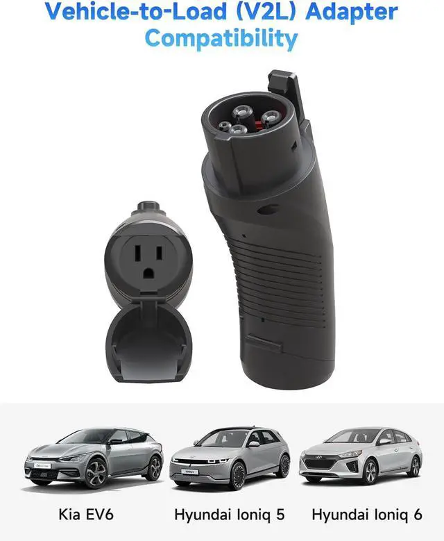 Alt view image 4 of 7 - V2L Adapter for Hyundai Ioniq 5 Ioniq 6 Kia EV6, 15A 120V Vehicle-to-Load Adaptor, Hyundai Ioniq 5/6 Accessories, Kia EV6 V2L Connector, Convert EV to AC Outlet, Power Devices for Outdoor Camping