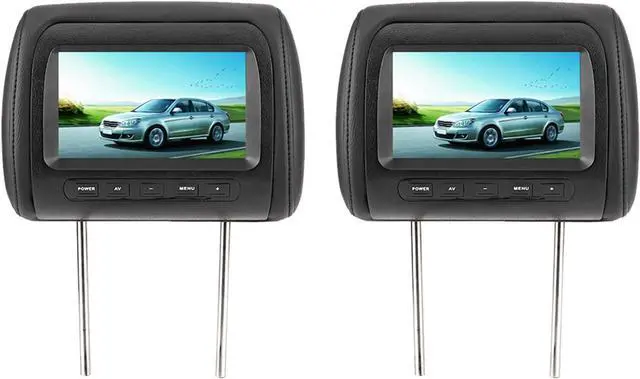 Main image of 2pcs 7 in Headrest LCD Video Monitor Car Headrest Display Adjustable Headrest MP5 Screen Dual Display 800 x 480 RGB Wireless Remote Universal Car with 2 Video Input for Rear Seat
