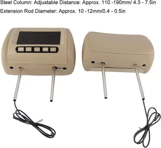 Alt view image 3 of 7 - Headrest Player 7in Screen 2pcs Rear Seat Entertainment Car Headrest HD LCD Video Player Control MP5 Display Brown