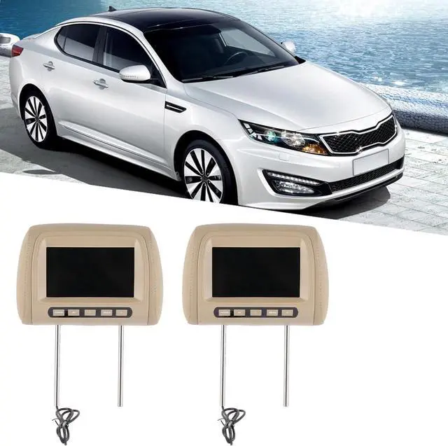 Alt view image 5 of 7 - Headrest Player 7in Screen 2pcs Rear Seat Entertainment Car Headrest HD LCD Video Player Control MP5 Display Brown