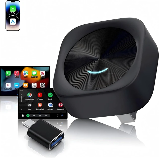 Main image of Wireless CarPlay & Android Auto Adapter Converts Wired to Wireless | Fast Auto Reconnect, Plug & Play for Factory Wired CarPlay Vehicles, Most Cars 2016+, Black