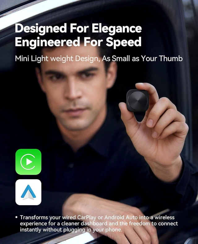 Alt view image 3 of 7 - Wireless CarPlay & Android Auto Adapter Converts Wired to Wireless | Fast Auto Reconnect, Plug & Play for Factory Wired CarPlay Vehicles, Most Cars 2016+, Black