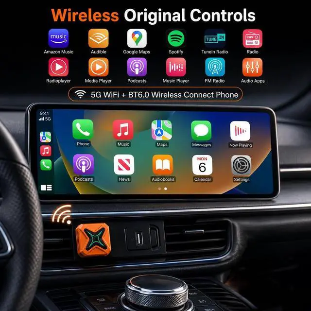 Alt view image 2 of 7 - Wireless CarPlay Adapter for iPhone & Android | 2-in-1 Wireless CarPlay and Android Auto Adapter, Plug and Play, Auto Reconnect