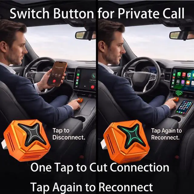 Alt view image 3 of 7 - Wireless CarPlay Adapter for iPhone & Android | 2-in-1 Wireless CarPlay and Android Auto Adapter, Plug and Play, Auto Reconnect