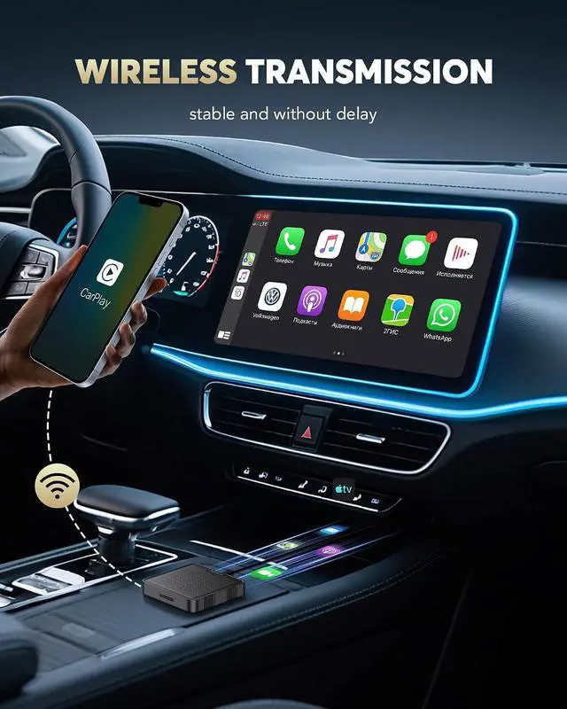 Alt view image 3 of 6 - 2-in-1 Wireless CarPlay Adapter for Streaming Netflix/YouTube/TikTok/TF Card, 2025 Magic Video AI Box & Android Auto Dongle, Plug & Play, Fit with iPhone 8+/iOS10+/Android 11+