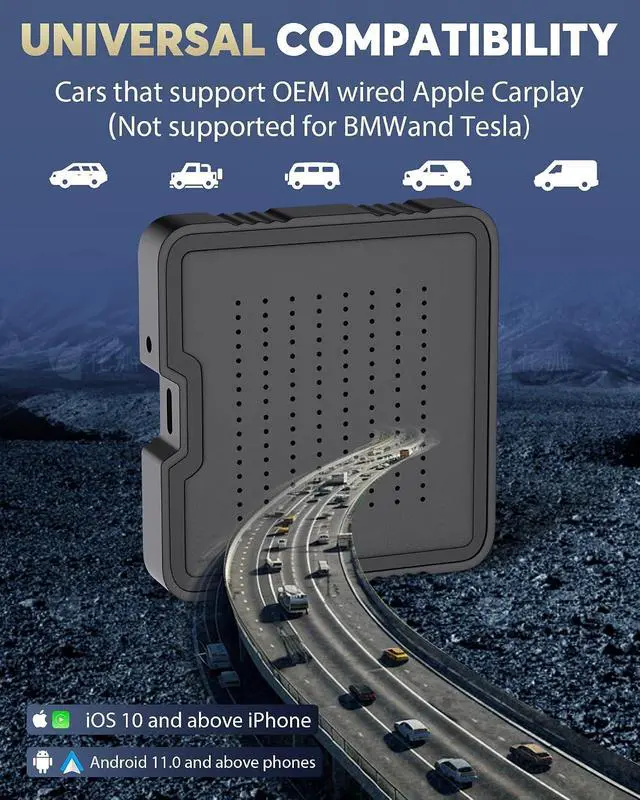 Alt view image 6 of 6 - 2-in-1 Wireless CarPlay Adapter for Streaming Netflix/YouTube/TikTok/TF Card, 2025 Magic Video AI Box & Android Auto Dongle, Plug & Play, Fit with iPhone 8+/iOS10+/Android 11+