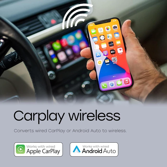 Alt view image 2 of 7 - 2026 Upgraded 2-in-1 Wireless CarPlay & Android Auto Adapter, Plug & Play Wired to Wireless Dongle, USB-A/USB-C, Auto Connect, iPhone iOS 10+ Android 11+, Cars 2016+