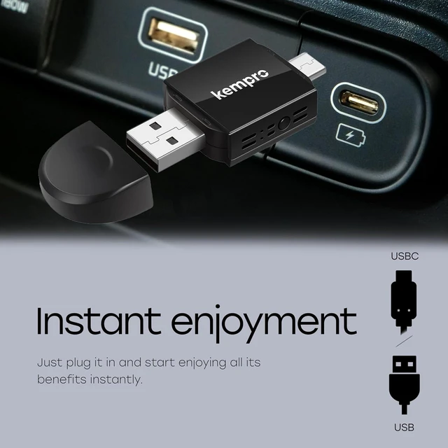Alt view image 3 of 7 - 2026 Upgraded 2-in-1 Wireless CarPlay & Android Auto Adapter, Plug & Play Wired to Wireless Dongle, USB-A/USB-C, Auto Connect, iPhone iOS 10+ Android 11+, Cars 2016+