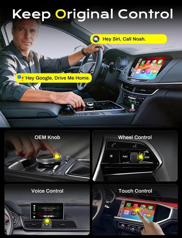 Alt view image 5 of 7 - 2-in-1 Wireless CarPlay Adapter 2026 Support CarPlay & Android Auto, Fast Auto-Connect, No Latency, Mini Bluetooth Dongle Convert Wired to Wireless Compatible with iPhone & Android Silver U3