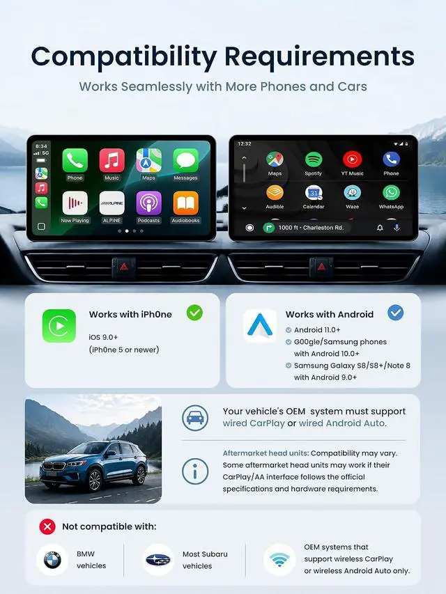 Alt view image 4 of 7 - Wireless Carplay Adapter - Magic AI Box CarPlay Android Auto Wireless, Dual Wi-Fi & BT USB Playback, AI-Powered, OTA, Video Box for YouTube, Netflix, CB4CT-GY