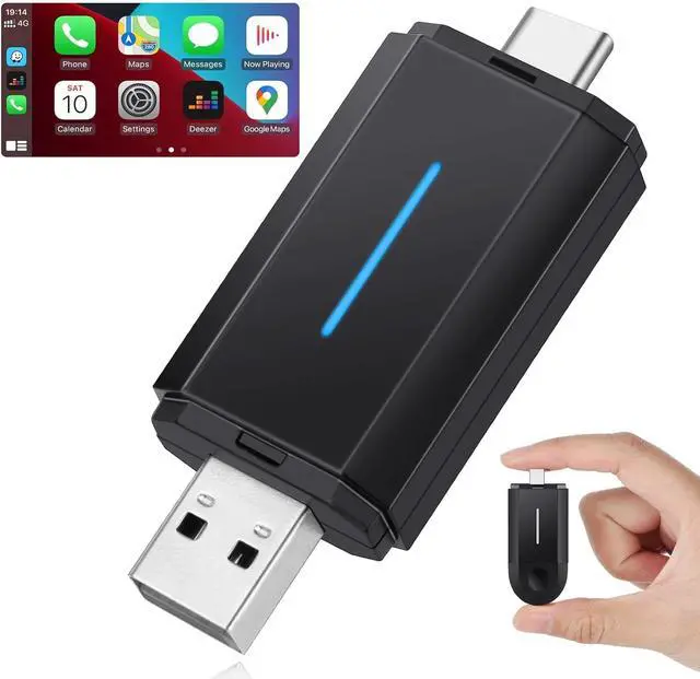 Main image of 2 in 1 Wireless Carplay Adapter for CarPlay & Android Auto, USB A & USB C Dongle Converts Wired to Wireless, Compatible with Cars from 2016, Plug & Play