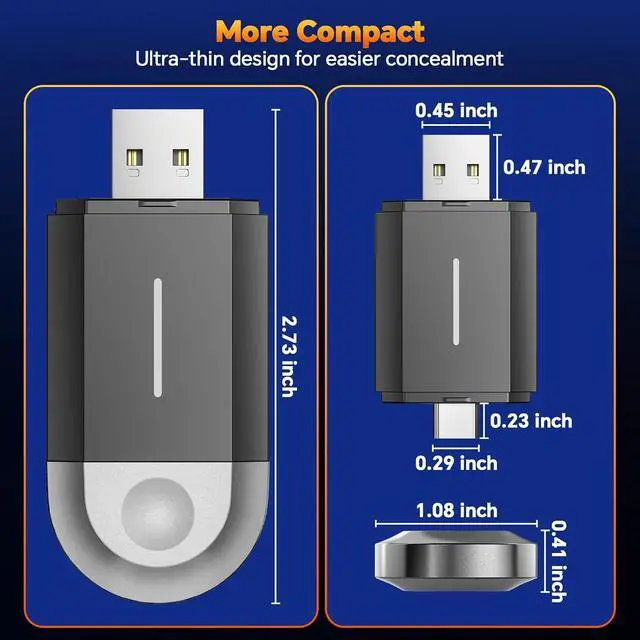 Alt view image 7 of 7 - 2 in 1 Wireless Carplay Adapter for CarPlay & Android Auto, USB A & USB C Dongle Converts Wired to Wireless, Compatible with Cars from 2016, Plug & Play