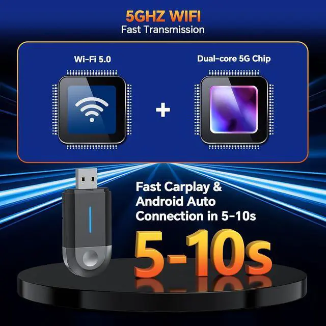 Alt view image 6 of 7 - 2 in 1 Wireless Carplay Adapter for CarPlay & Android Auto, USB A & USB C Dongle Converts Wired to Wireless, Compatible with Cars from 2016, Plug & Play