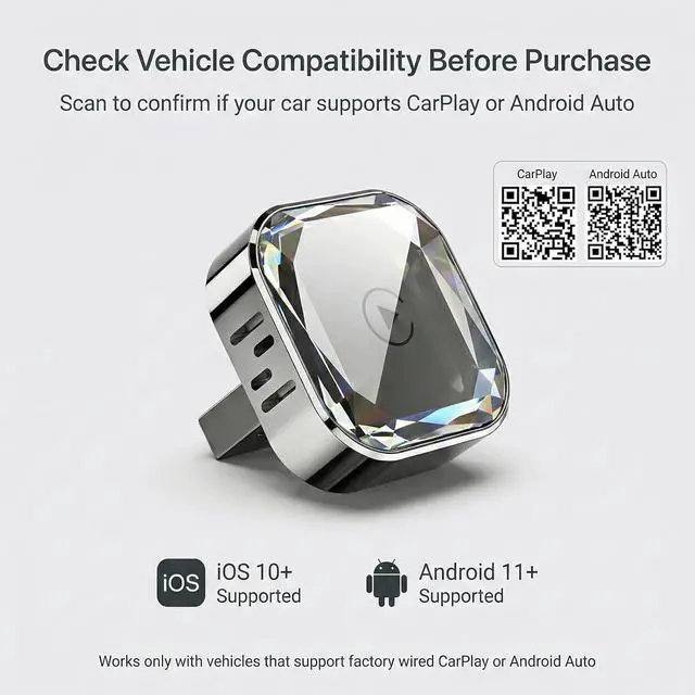 Alt view image 4 of 7 - 2-in-1 Wireless CarPlay Adapter & Wireless Android Auto Adapter, 5.8GHz Mini Dongle, Converts Factory Wired to Wireless, USB-A/USB-C, Auto Reconnect for Cars 2016+