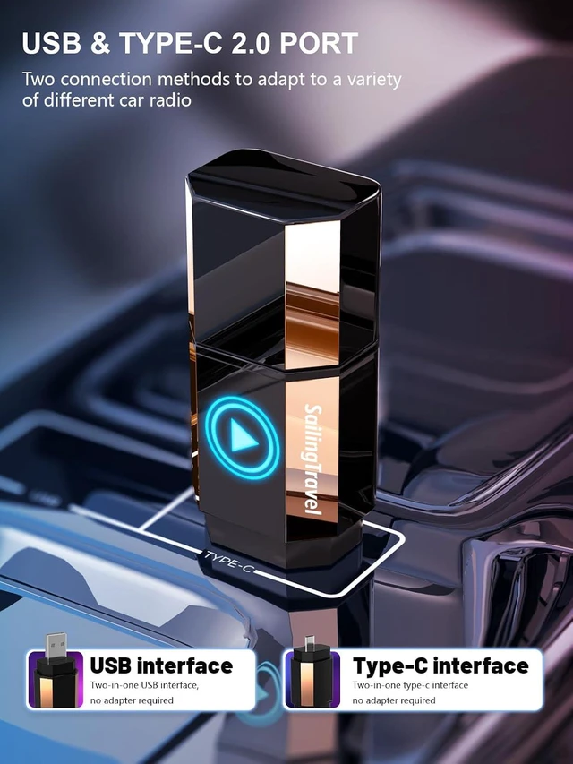 Alt view image 2 of 6 - Lipstick Series (Built-in Magnet) Wireless CarPlay/Android Auto Adapter for iPhone & Android, Mini Convert Wired to Wireless Dongle with USB & Type-C 2.0, Stable Control & No Delay