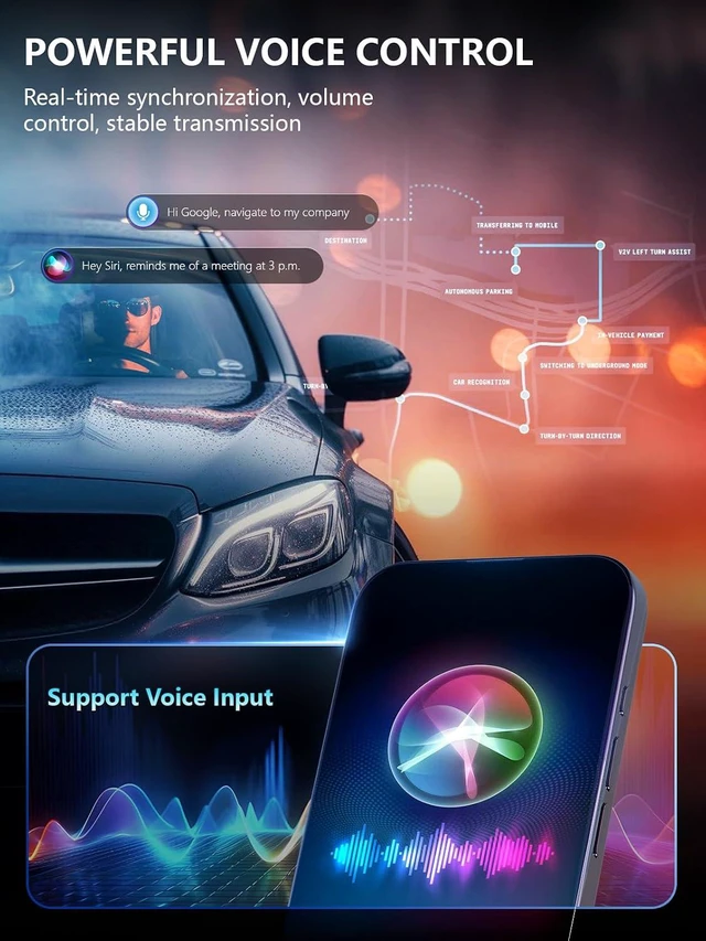 Alt view image 3 of 6 - Lipstick Series (Built-in Magnet) Wireless CarPlay/Android Auto Adapter for iPhone & Android, Mini Convert Wired to Wireless Dongle with USB & Type-C 2.0, Stable Control & No Delay
