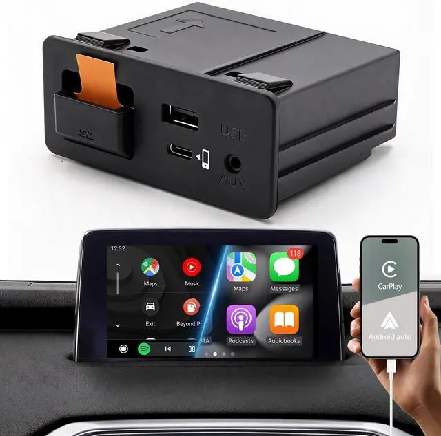 Main image of Mazda CarPlay & Android Auto Wired Adapter with Fast Charge & Type-C Port | 2024 Upgraded Retrofit Kit for MZD Connect (2015-2020) | CX-5/CX-9/Mazda3/6/MX-5 | OEM TK78-66-9U0C Hub (P2 PRO)