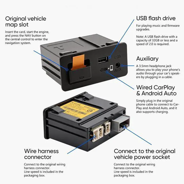 Alt view image 3 of 7 - Mazda CarPlay & Android Auto Wired Adapter with Fast Charge & Type-C Port | 2024 Upgraded Retrofit Kit for MZD Connect (2015-2020) | CX-5/CX-9/Mazda3/6/MX-5 | OEM TK78-66-9U0C Hub (P2 PRO)