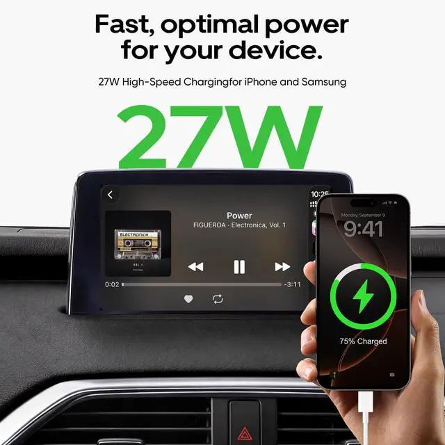 Alt view image 4 of 7 - Mazda CarPlay & Android Auto Wired Adapter with Fast Charge & Type-C Port | 2024 Upgraded Retrofit Kit for MZD Connect (2015-2020) | CX-5/CX-9/Mazda3/6/MX-5 | OEM TK78-66-9U0C Hub (P2 PRO)
