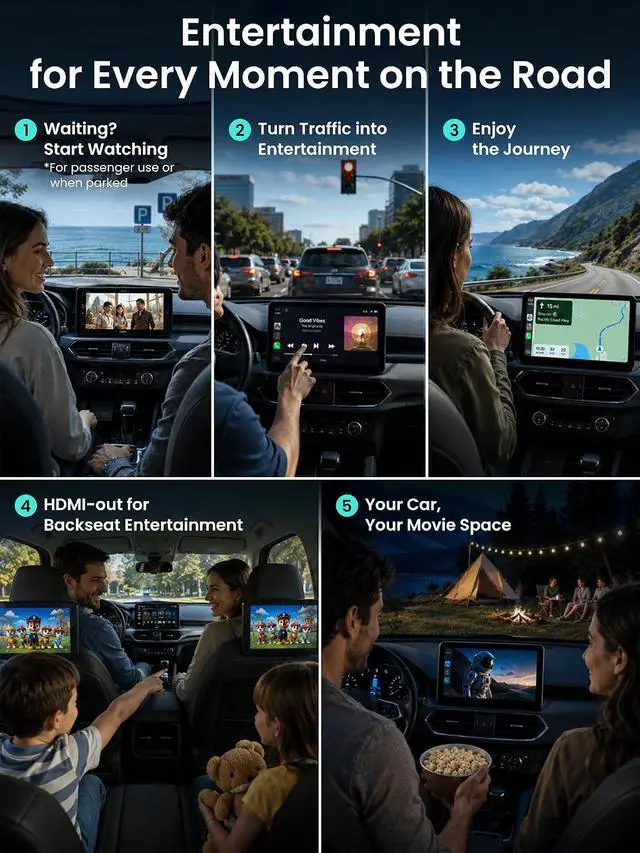 Alt view image 6 of 7 - Wireless Carplay Adapter - Magic AI Box CarPlay Android Auto Wireless, Dual Wi-Fi & BT USB Playback, AI-Powered, OTA, Video Box for YouTube, Netflix, CB4CT-GY