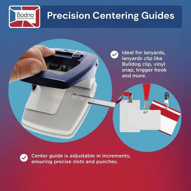 Alt view image 3 of 7 - 3-in-1 ID Badge Slot Punch for ID Cards (Works with All PVC Cards and ID Card Printers) (Blue, 3 in One)