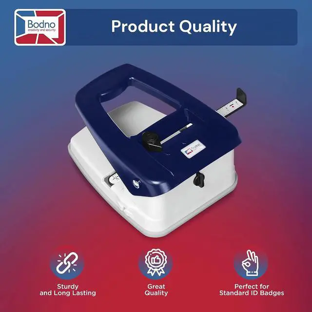 Alt view image 4 of 7 - 3-in-1 ID Badge Slot Punch for ID Cards (Works with All PVC Cards and ID Card Printers) (Blue, 3 in One)