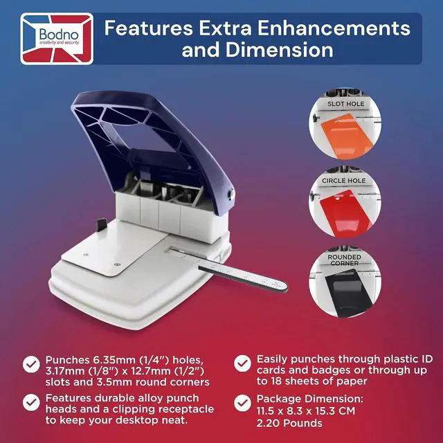 Alt view image 5 of 7 - 3-in-1 ID Badge Slot Punch for ID Cards (Works with All PVC Cards and ID Card Printers) (Blue, 3 in One)