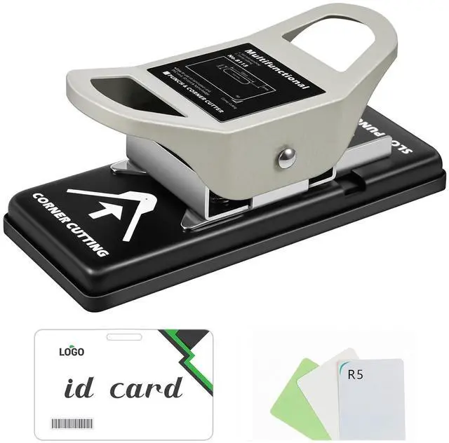 Main image of 2 in 1 ID Badge Slot Hole Punch 3 x 13 mm and R5 Card Corner Trimmer Dual Use Hand Hold Slot Flat Hole Puncher DIY Corner Rounder Punch Tool for PVC ID Card Name Badge Photo Paper Crafts