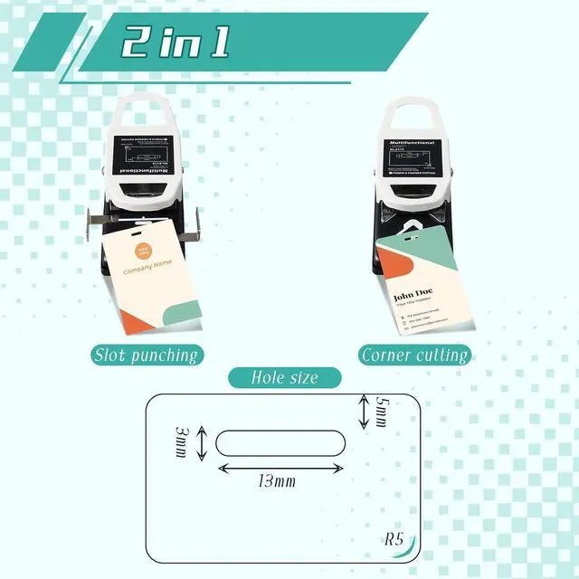 Alt view image 3 of 6 - 2 in 1 ID Badge Slot Hole Punch 3 x 13 mm and R5 Card Corner Trimmer Dual Use Hand Hold Slot Flat Hole Puncher DIY Corner Rounder Punch Tool for PVC ID Card Name Badge Photo Paper Crafts