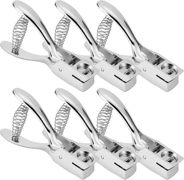 Main image of 6 Set Badge Hole Punch for ID Cards, All Metal Handheld Slot Badge Holes Puncher, No Burrs, One Slot Hole Punch for ID Card, Badges PVC and Paper, 15mm x 3mm Holes