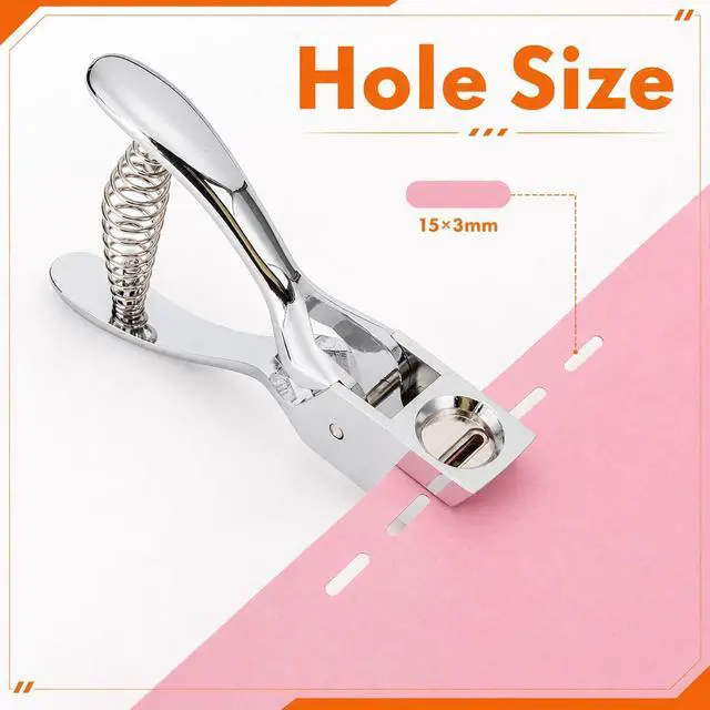 Alt view image 2 of 7 - 6 Set Badge Hole Punch for ID Cards, All Metal Handheld Slot Badge Holes Puncher, No Burrs, One Slot Hole Punch for ID Card, Badges PVC and Paper, 15mm x 3mm Holes