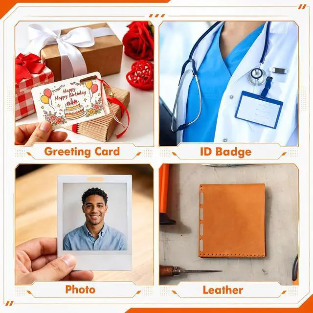 Alt view image 7 of 7 - 6 Set Badge Hole Punch for ID Cards, All Metal Handheld Slot Badge Holes Puncher, No Burrs, One Slot Hole Punch for ID Card, Badges PVC and Paper, 15mm x 3mm Holes