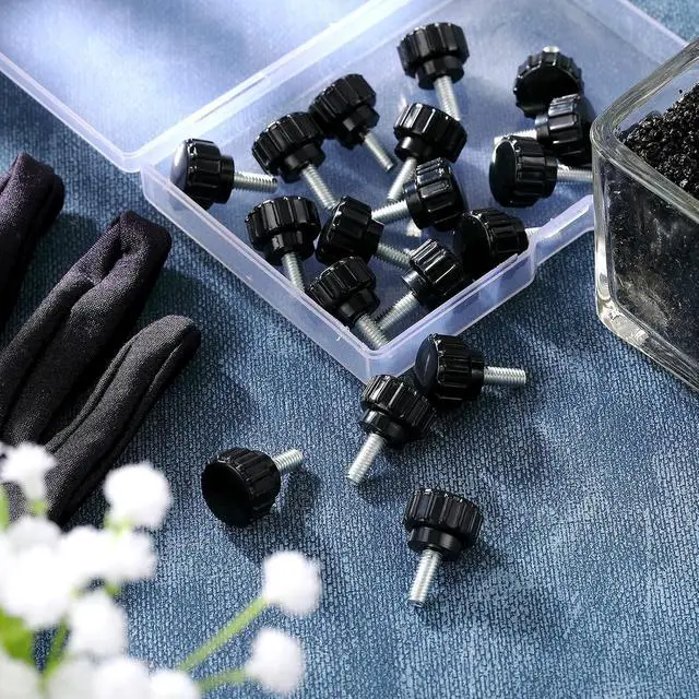 Alt view image 4 of 4 - M4 x 10 mm Threaded Knurled Thumb Screws for Monitor Mounts, 200 Pcs | Black Carbon Steel Clamping Knobs with Threaded Thumb Screw Design for Monitor Mounts