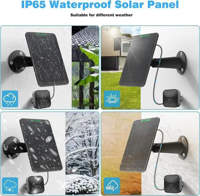 Alt view image 3 of 7 - 4 Pack 6W Solar Panel for Blink Outdoor 44th Gen Camera Solar Panel Charger Compatible with Blink Camera Solar Panel with Battery, Secure Wall Mount, 13.12ft Cable, IP65 Weatherproof, 360° Bracket