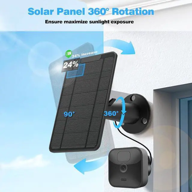 Alt view image 4 of 7 - 4 Pack 6W Solar Panel for Blink Outdoor 44th Gen Camera Solar Panel Charger Compatible with Blink Camera Solar Panel with Battery, Secure Wall Mount, 13.12ft Cable, IP65 Weatherproof, 360° Bracket