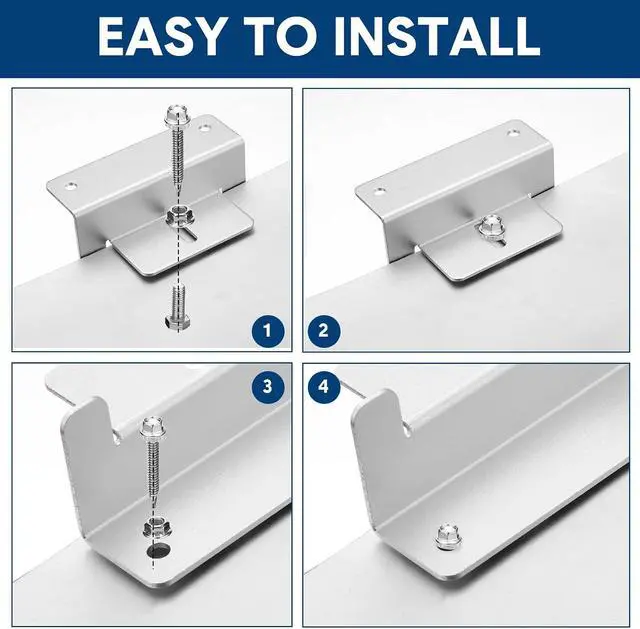 Alt view image 4 of 7 - 10 Set Solar Panel Mounting Brackets Z Bracket Aluminum Solar Panel Mounting Brackets Kit with Nuts and Bolts for RV, Boat, Wall, Caravans, Yacht and Other Gird Installation