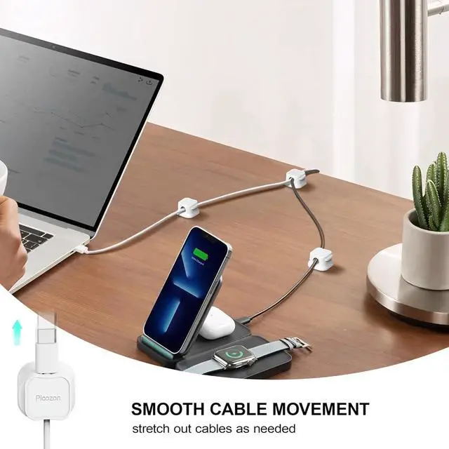 Alt view image 3 of 7 - 48 Pack Magnetic Cable Clip Organizer Cord Holder, Adhesive Cable Management, Wire Phone USB Charger Cable Holder, Keeper Organizer for Office Home Desktop Table - White