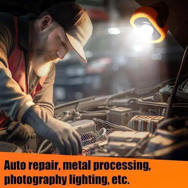 Alt view image 6 of 7 - 2 Pack 780 Lumens Magnetic Work Light USB Rechargeable LED Flashlight Portable Mechanic Light for Car Repair Emergency Lighting Mechanics Workshop Inspection(Orange-2pk)