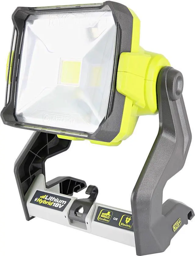 Main image of Ryobi P721 One+ 1,800 Lumen 18V Hybrid AC and Lithium Ion Powered Flat Standing LED Work Light with Onboard Mounting Options (Battery and Extension Cord Not Included, Light Only)