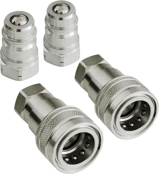 Alt view image 3 of 6 - 4Set 1/2" Ag ISO 5675 Hydraulic Quick Connect Tractor Couplers with Dust Caps Ball Valve, Ball Pioneer Style Hydraulic Quick Coupler-4SETS