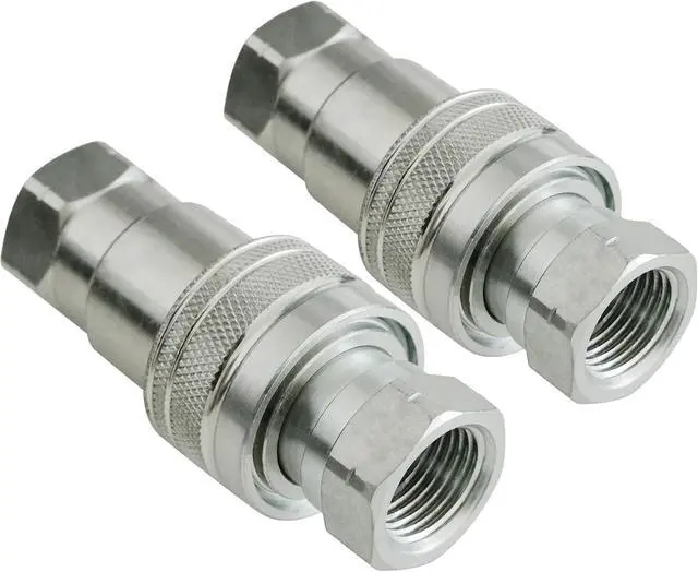Alt view image 5 of 6 - 4Set 1/2" Ag ISO 5675 Hydraulic Quick Connect Tractor Couplers with Dust Caps Ball Valve, Ball Pioneer Style Hydraulic Quick Coupler-4SETS