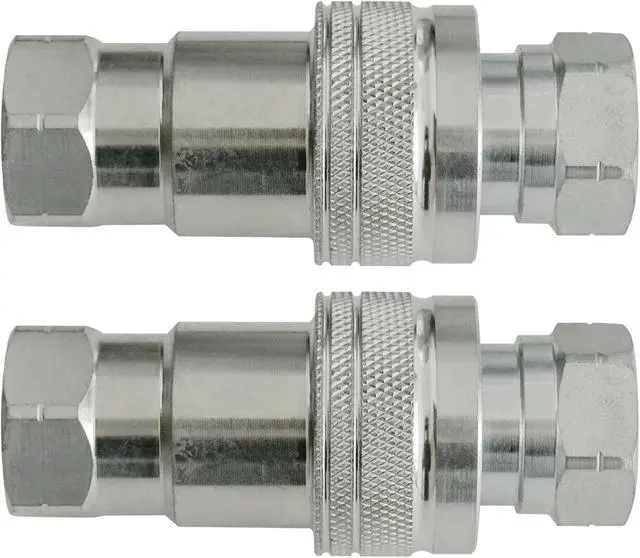 Alt view image 6 of 6 - 4Set 1/2" Ag ISO 5675 Hydraulic Quick Connect Tractor Couplers with Dust Caps Ball Valve, Ball Pioneer Style Hydraulic Quick Coupler-4SETS