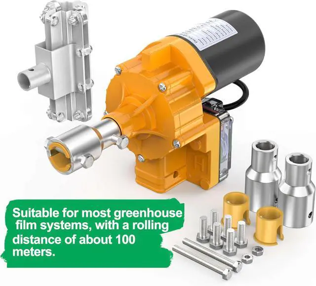 Alt view image 6 of 7 - Upgraded DC 24V 100W Greenhouse Film Roll Up Motor Kit with Climbing Device for Side Windows and Roof Vents of Plastic Film Greenhouses