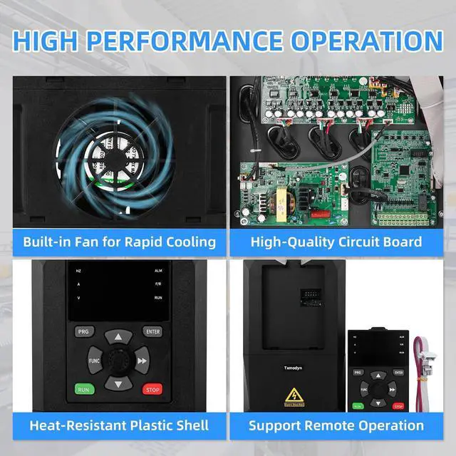 Alt view image 4 of 7 - 1.5KW 1HP VFD Variable Frequency Drive, 380V 3 Phase Input & Output, 3.8A Inverter for Spindle Motor, CNC , Pump & Fan Speed Control (03200Hz)