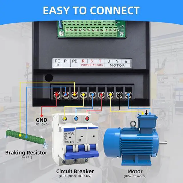 Alt view image 6 of 7 - 1.5KW 1HP VFD Variable Frequency Drive, 380V 3 Phase Input & Output, 3.8A Inverter for Spindle Motor, CNC , Pump & Fan Speed Control (03200Hz)