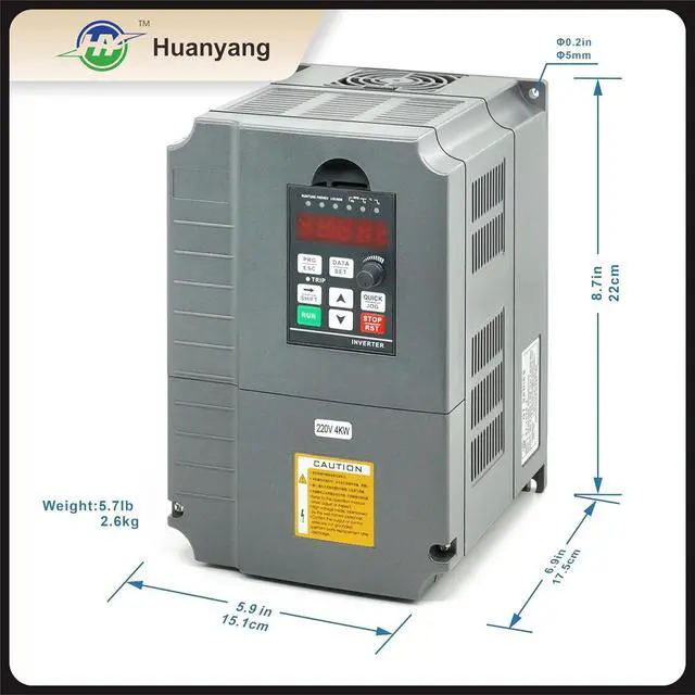 Alt view image 2 of 7 - HUANYANG VFD Variable Frequency Drive 4kW 5HP 220V (GT-4R0G-2) | Vector Control,220VAC 1-3 Phase Input, 220VAC 3-Phase 0-400HZ Output,16A,Motor Speed Contorl