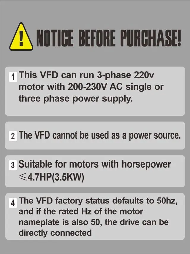Alt view image 6 of 7 - HUANYANG VFD Variable Frequency Drive 4kW 5HP 220V (GT-4R0G-2) | Vector Control,220VAC 1-3 Phase Input, 220VAC 3-Phase 0-400HZ Output,16A,Motor Speed Contorl