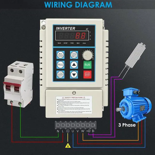 Alt view image 2 of 7 - VFD Inverter 0.75kw 1HP 5A AC 220V Variable Frequency Drive | Single Phase to 3 Phase, Frequency Converter, For Spindle Motor Speed Control